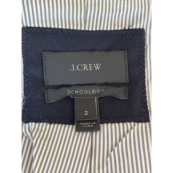 J. Crew Original Schoolboy Blazer Size 2 Fitted Gold Embossed Buttons Stripe Lin - Picture 8 of 10